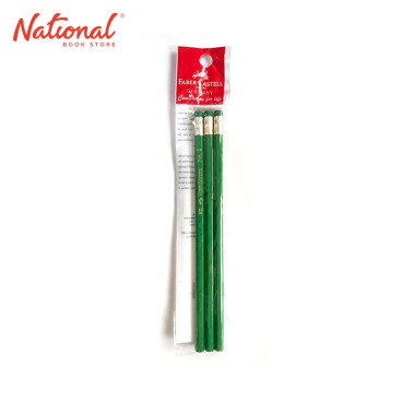 FABER CASTELL PENCIL WITH ERASER GREEN NO.2 3S