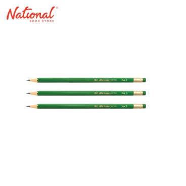 FABER CASTELL PENCIL WITH ERASER GREEN NO.3  3'S