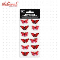 Little Birdie Resin Handmade Embellishment Red Tint Glassy Butterfly - Arts & Crafts Supplies