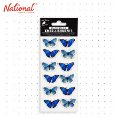 Little Birdie Resin Handmade Embellishment Blue Tint Glassy Butterfly - Arts & Crafts Supplies