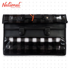 Nabel Plastic Envelope XEH548L Long With Handle Letherette Double Push Lock Printed Plastic, Black