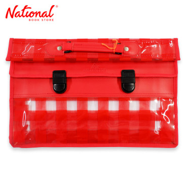 Nabel Plastic Envelope XEH548L Long With Handle Letherette Double Push Lock Printed Plastic, Red