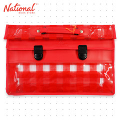 Nabel Plastic Envelope XEH548L Long With Handle Letherette Double Push Lock Printed Plastic, Red