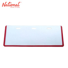 Long Life ID Name Plate 3 Hole Transparent 18x5.5cm LL10R, Red - School Supplies