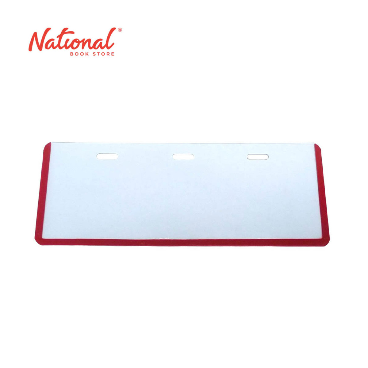 Long Life ID Name Plate 3 Hole Transparent 18x5.5cm LL10R, Red - School Supplies