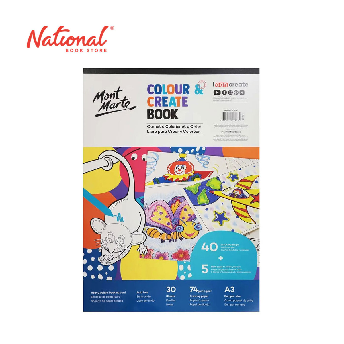 Mont Marte Colour and Create Book A3 30pg (MMKC0215) - Arts & Crafts Supplies