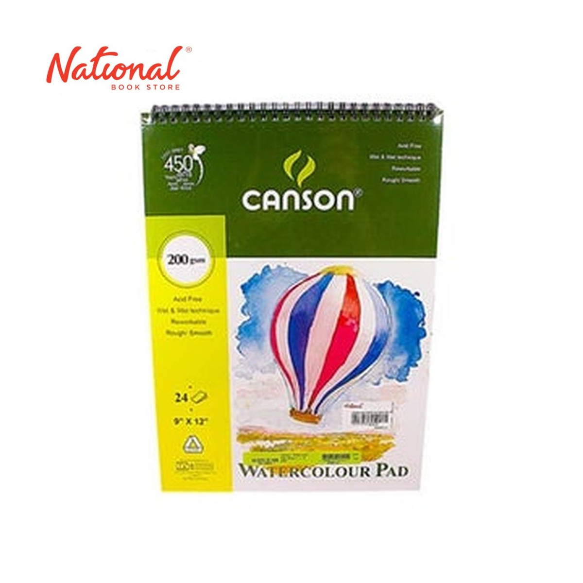 CANSON WATERCOLOR PAD 9X12 24 SHEETS