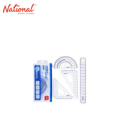 DELI MATH SET 9597 4PCS 2TRIANGLE PROTRACTOR RULER WITH POUCH