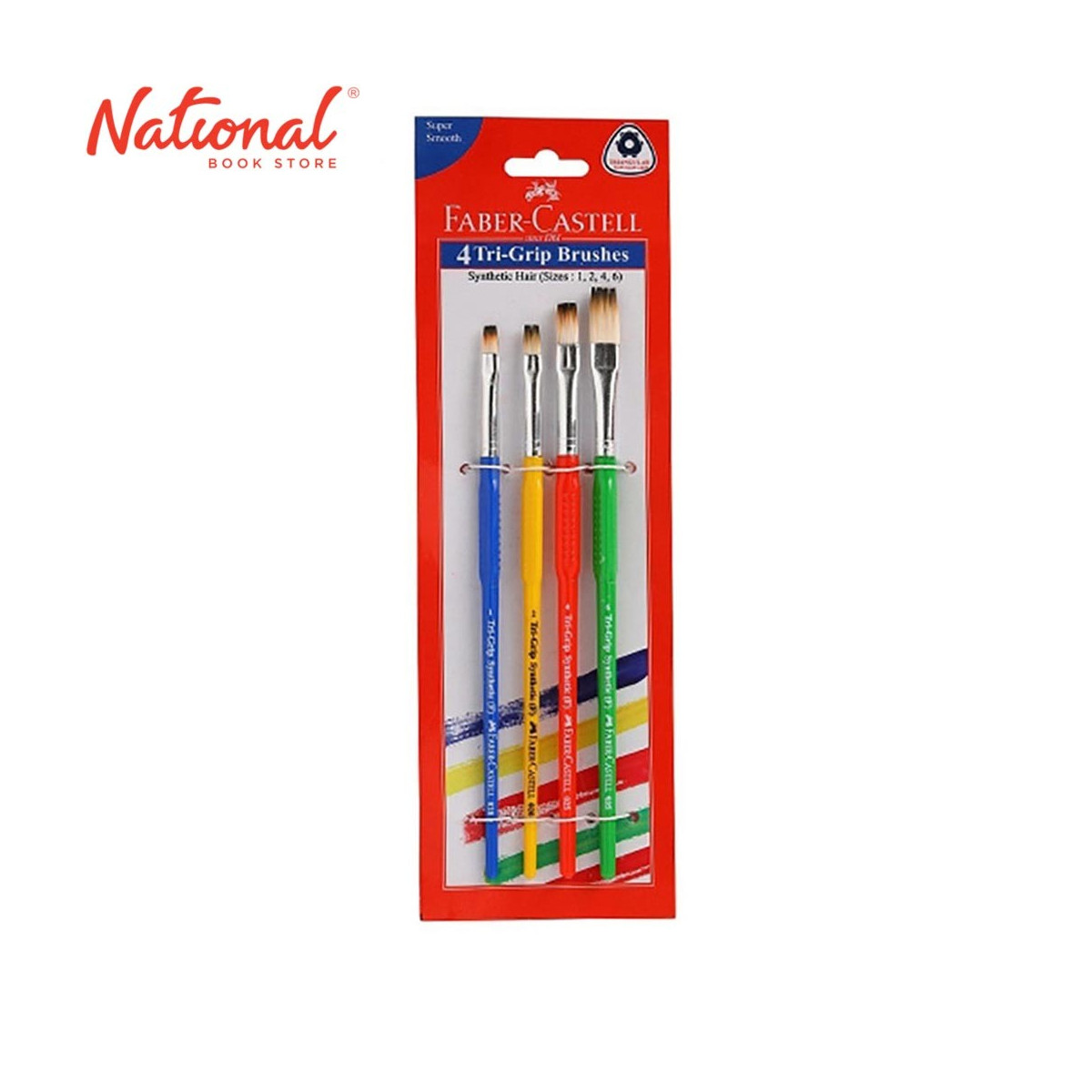 FABER CASTELL TRI-GRIP BRUSH SET OF 4 116402 FLAT SYNTHETIC
