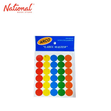 ARCO LABEL STICKER C8499B 20MM 30S 6SHEETS CIRCLE ASSORTED COLOR