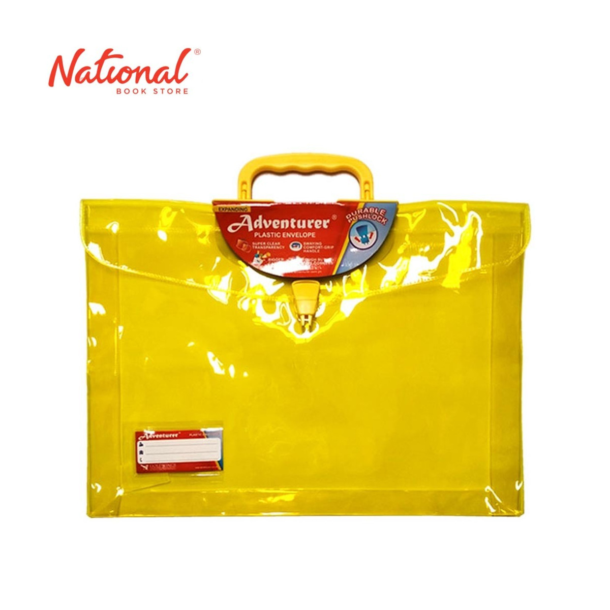 ADVENTURER PLASTIC ENVELOPE EXPANDING WITH HANDLE E13LWH  LONG PUSH LOCK COLORED TRANSPARENT, YELLOW