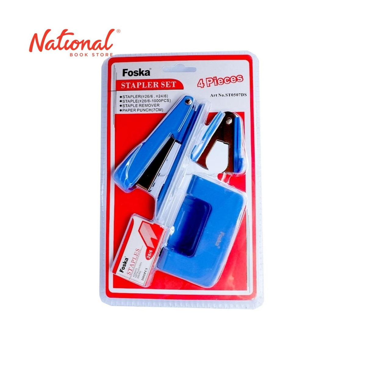 FOSKA STAPLER SET NO.35 ST0507D WITH PUNCHER REMOVER & WIRE, BLUE