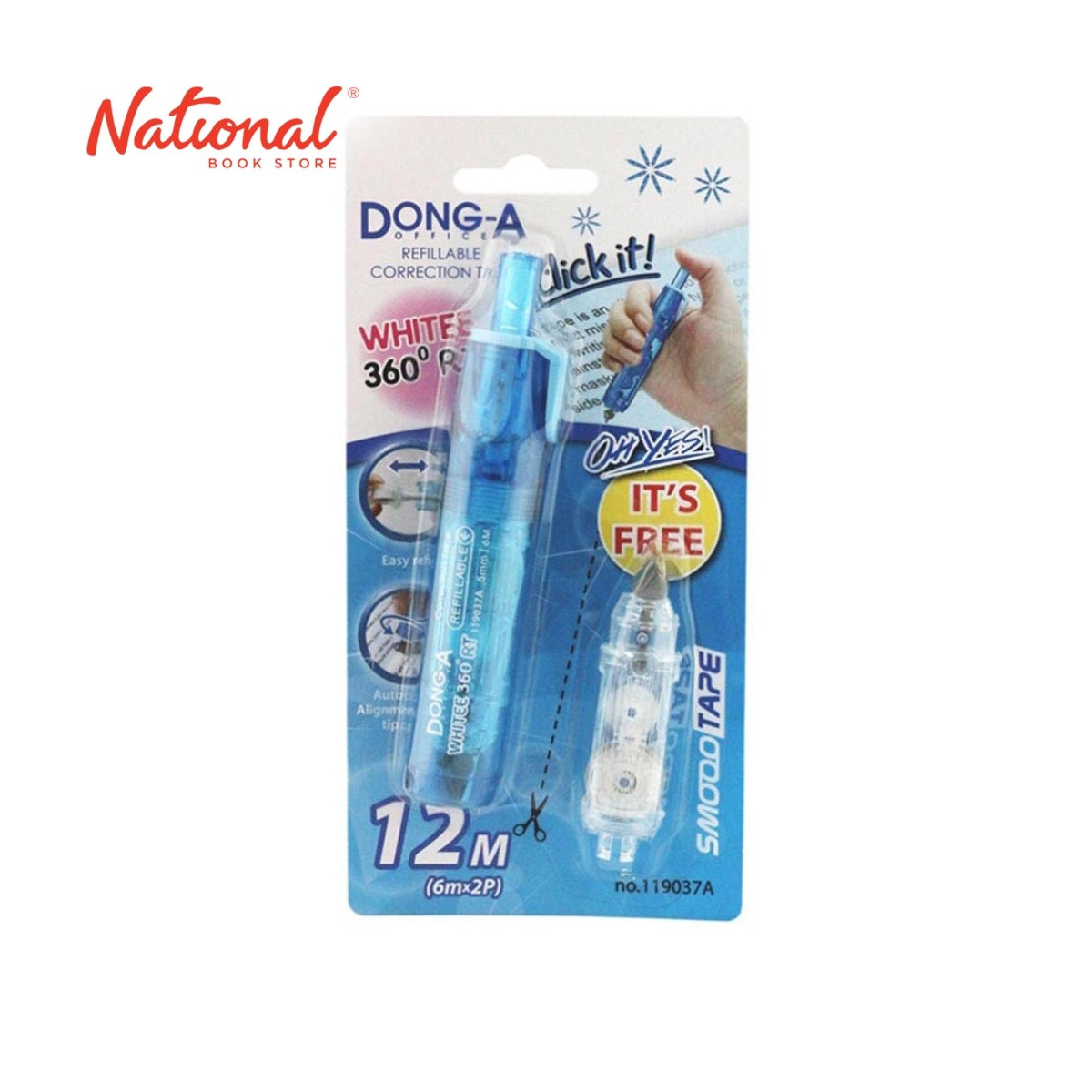 DONG-A REFILLABLE CORRECTION TAPE 119037A 5MMX6M, BLUE