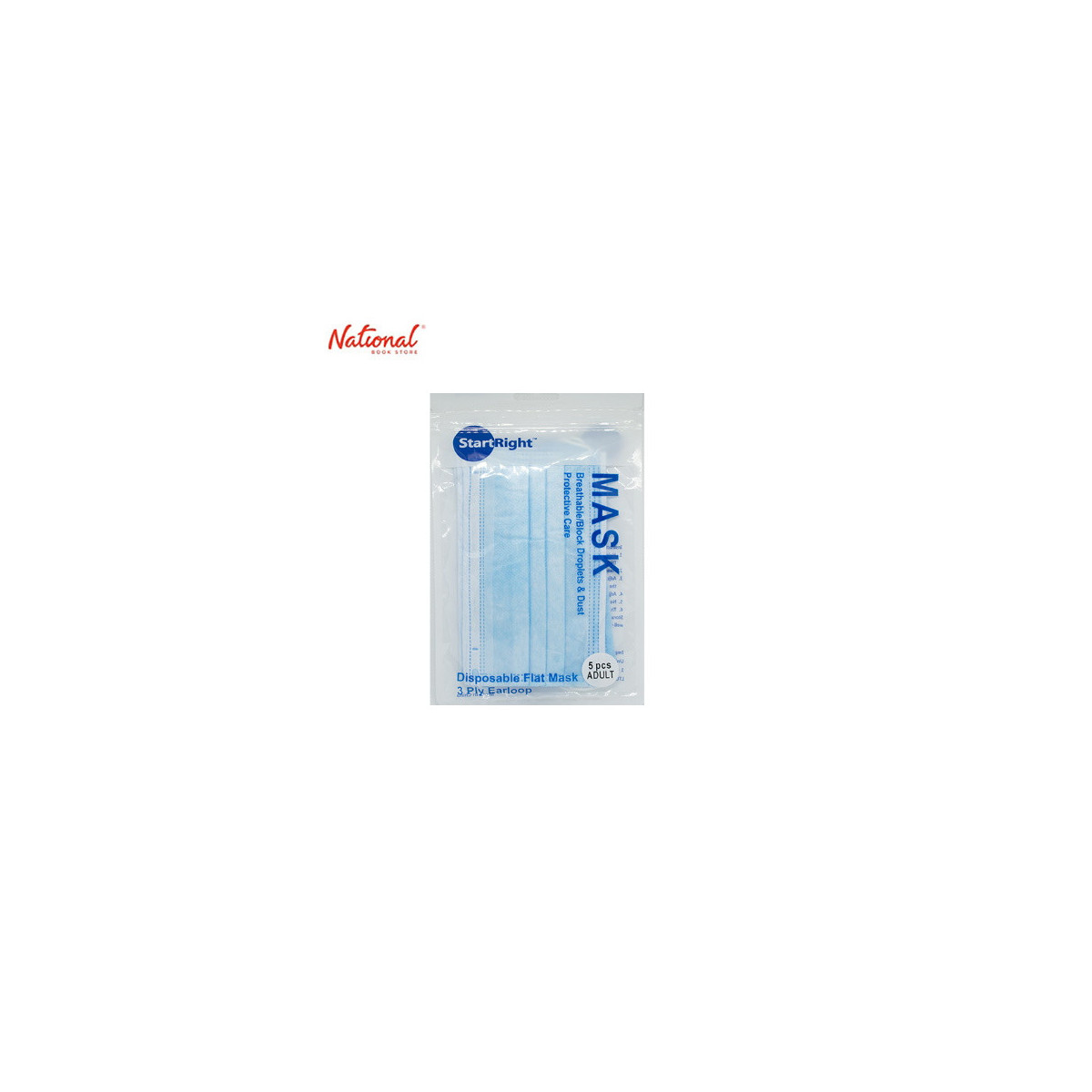 Start Right Face Mask  Adult 3-ply Surgical 5's Blue