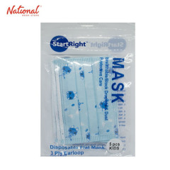 Start Right Face Mask  Kids 3-ply Surgical 5's Pack Cat Blue