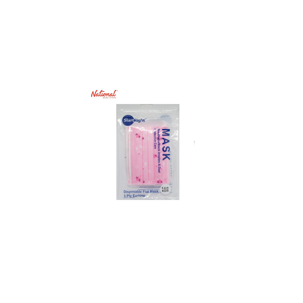 Start Right Face Mask  Kids 3-ply Surgical 5's Cat Pink