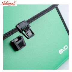 EVO EXPANDING FILE WITH HANDLE 4011699GR LONG 12POCKETS PUSH LOCK WITH TAB GREEN