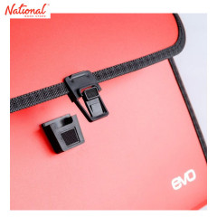 EVO EXPANDING FILE WITH HANDLE 4011700RD LONG 12POCKETS PUSH LOCK WITH TAB RED