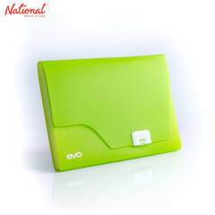 EVO EXPANDING FILE LONG 12POCKETS PUSH LOCK WITH TAB 04015995 LIME GREEN