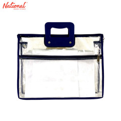 NABEL PLASTIC ENVELOPE EXPANDING WITH HANDLE XEH718A LONG 3IN TRANSPARENT, NAVY BLUE