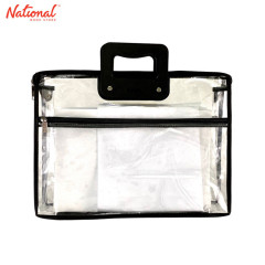 NABEL PLASTIC ENVELOPE EXPANDING WITH HANDLE XEH718A LONG 3IN TRANSPARENT, BLACK