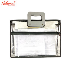 NABEL PLASTIC ENVELOPE EXPANDING WITH HANDLE XEH718A LONG 3IN TRANSPARENT, GRAY