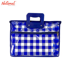 NABEL PLASTIC ENVELOPE EXPANDING WITH HANDLE XEH720A LONG 3IN GRID LINES TRANSPARETNT, NAVY BLUE