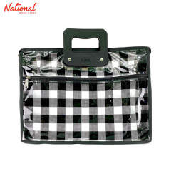 NABEL PLASTIC ENVELOPE EXPANDING WITH HANDLE XEH720A LONG 3IN GRID LINES TRANSPARETNT, BLACK