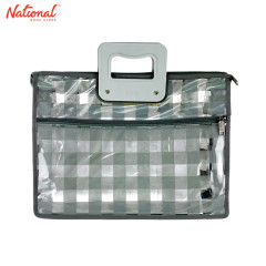 NABEL PLASTIC ENVELOPE EXPANDING WITH HANDLE XEH720A LONG 3IN GRID LINES TRANSPARETNT, GRAY
