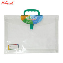 AXIS PLASTIC ENVELOPE WITH HANDLE AX-PEH001 LONG G10 CLEAR COLORED HANDLE PUSH LOCK EXPANDABLE, GREEN