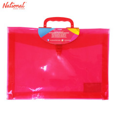 AXIS PLASTIC ENVELOPE WITH HANDLE AX-PEH002 LONG G10 COLORED TRANSPARENT PUSH LOCK EXPANDABLE, RED