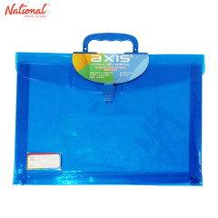 AXIS PLASTIC ENVELOPE WITH HANDLE AX-PEH002 LONG G10 COLORED TRANSPARENT PUSH LOCK EXPANDABLE, BLUE