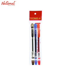 DONG-A GEL PENS 3S, BLACK/BLUE/RED