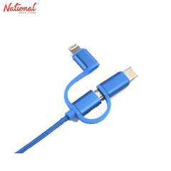 Travel Blue Micro USB CABLE 987 Silver 3in1 with Type C and Lightning