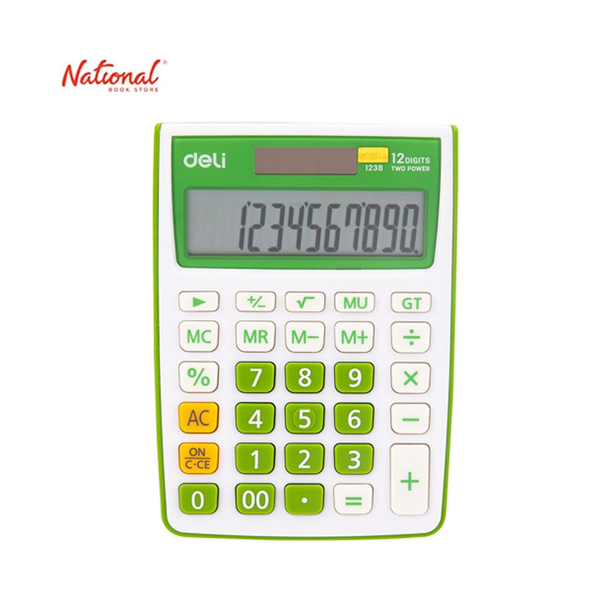 Deli Desktop Calculator 1238 12 Digits Dual Power, Green