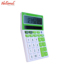 Deli Desktop Calculator 1669A 12 Digits Solar Power White Cover, Green
