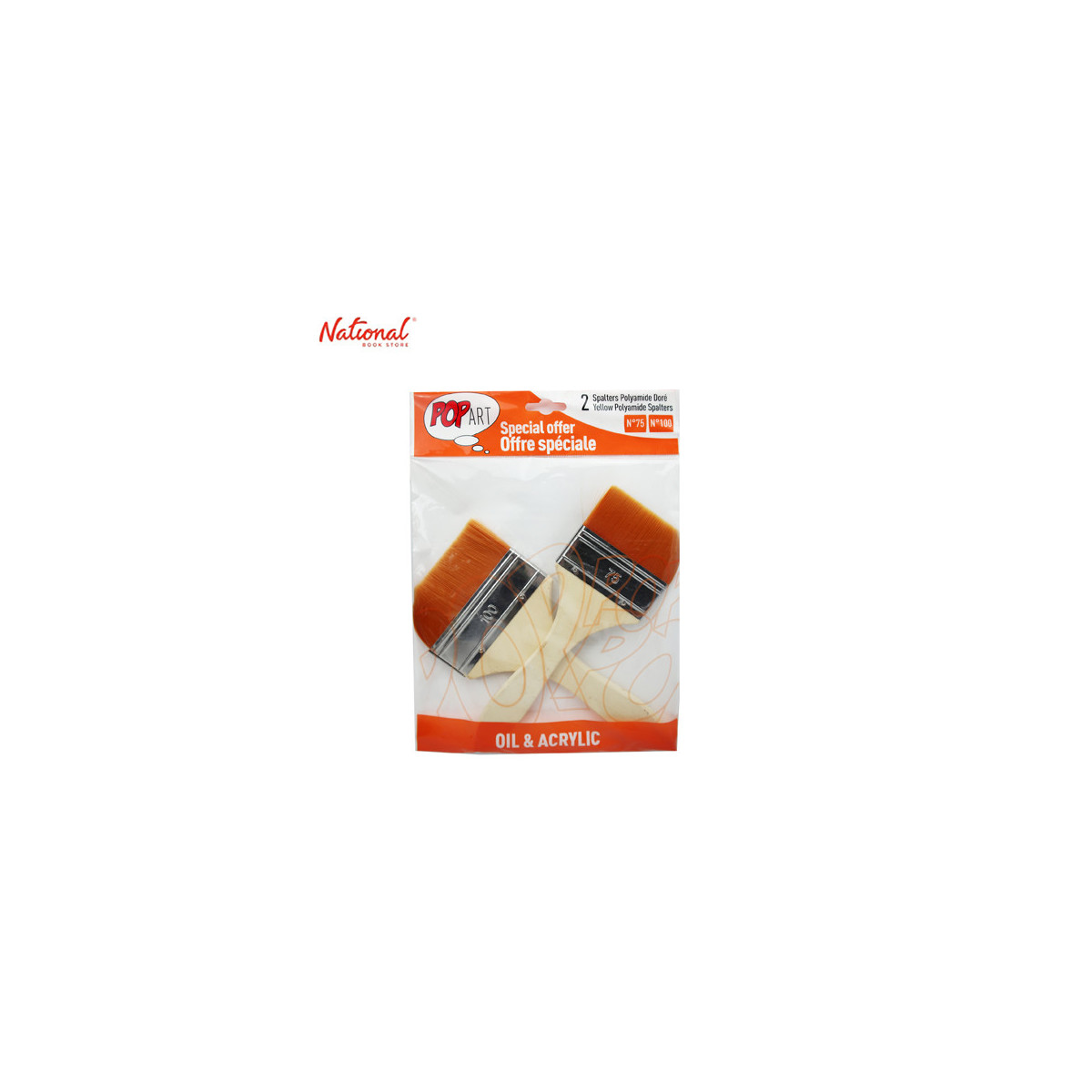 Pebeo Artist Brush 950750 Orange Polyamide Spalters 2 Pieces