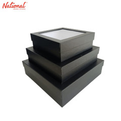 Plain Colored Gift Box Gr-Med 10.5 x 10.5 x 3.5 Inches, Black Grazing