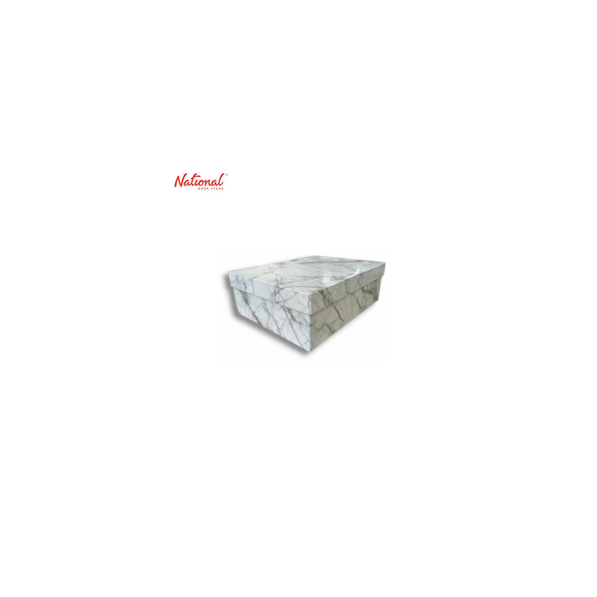 Plain Colored Gift Box Marble White Med Rectangle RMRB