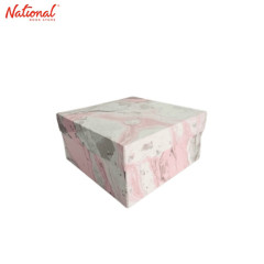 Plain Colored Gift Box Marble Pink Large Square SMRB