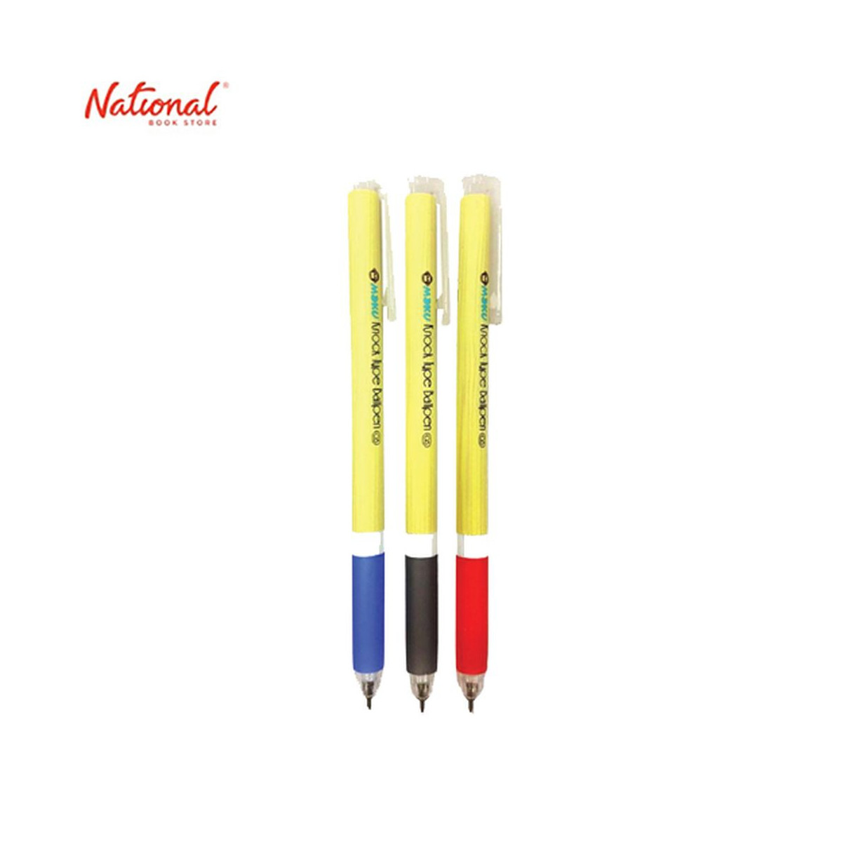 Moku Knock Type Retractable Ballpoint Pens 3S Black-Blue-Red 0.5 mm Packr-301-3