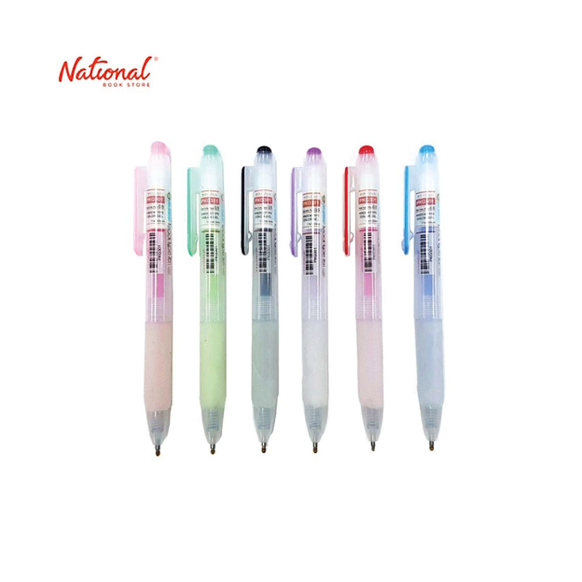 Moku Retractable Knock Type Gel Pens 6S 0.5 mm Packg301-6