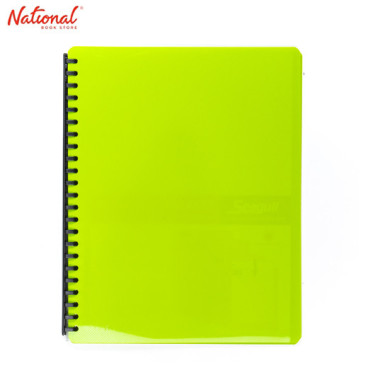 SEAGULL CLEARBOOK REFILLABLE 9423  SHORT 20SHEETS 23HOLES DIAGONAL LINES DESIGN, NEON GREEN
