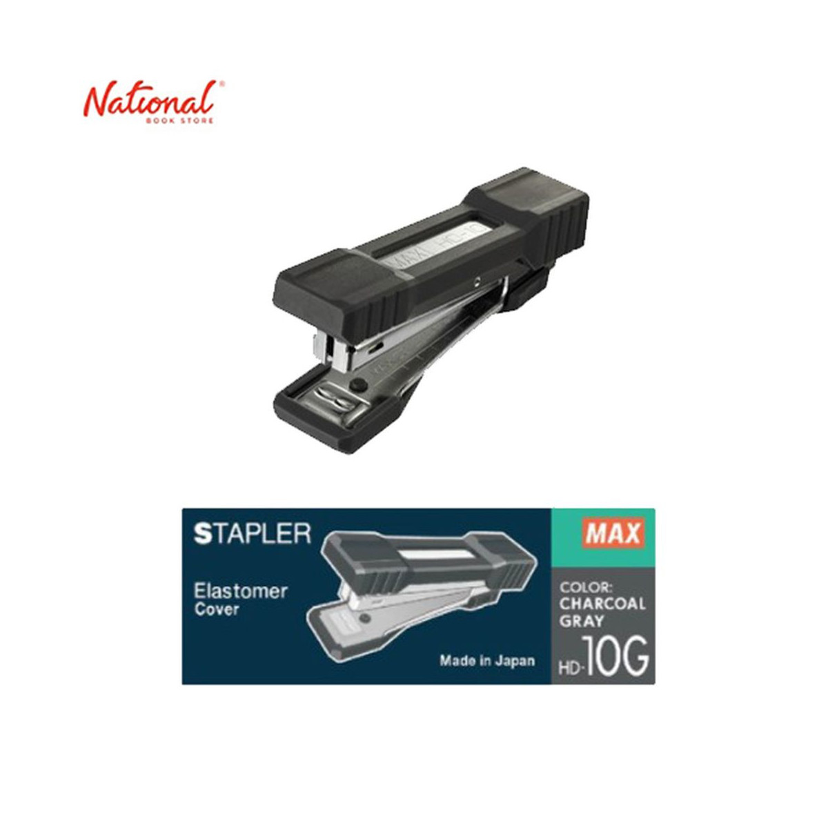 Max Stapler No.10 with Remover Soft Grip 20Sheets Charcoal Gray HD-10G
