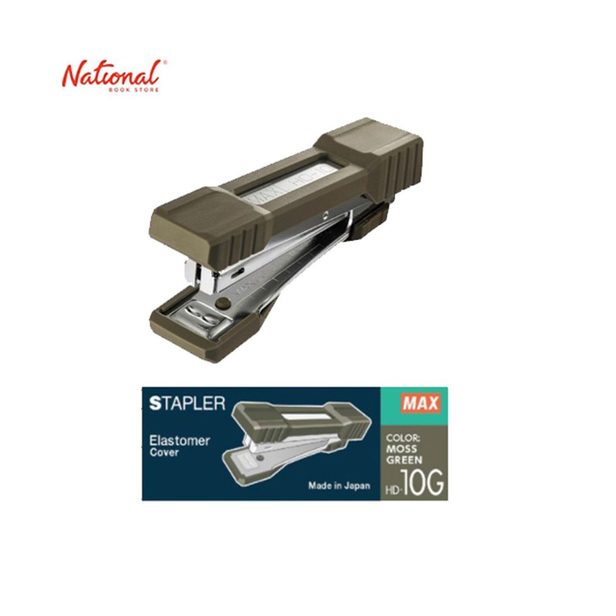 Max Stapler No.10 with Remover Soft Grip 20Sheets Moss Green HD-10G