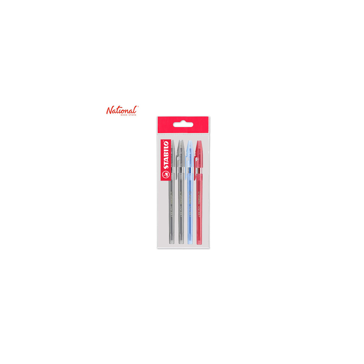 Stabilo Liner 808 Ballpoint Pens 3+1 Value Pack Black/Blue/Red
