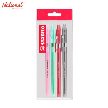 Stabilo Liner 808 Ballpoint Pens 3+1 Value Pack Pink/Green/Red/Black