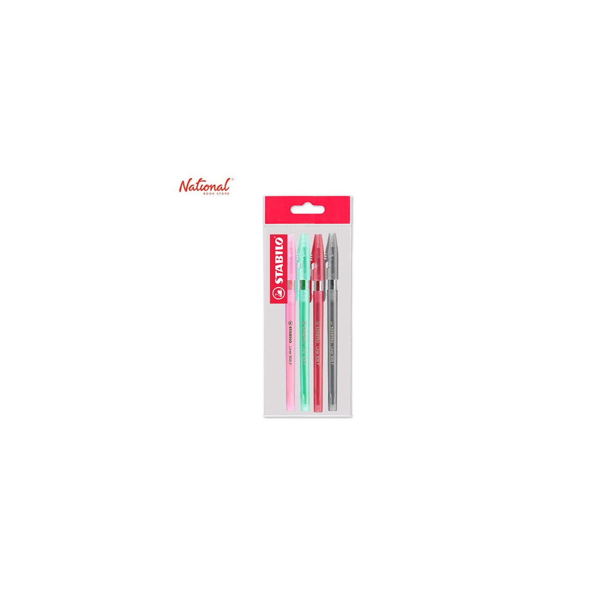 Stabilo Liner 808 Ballpoint Pens 3+1 Value Pack Pink/Green/Red/Black