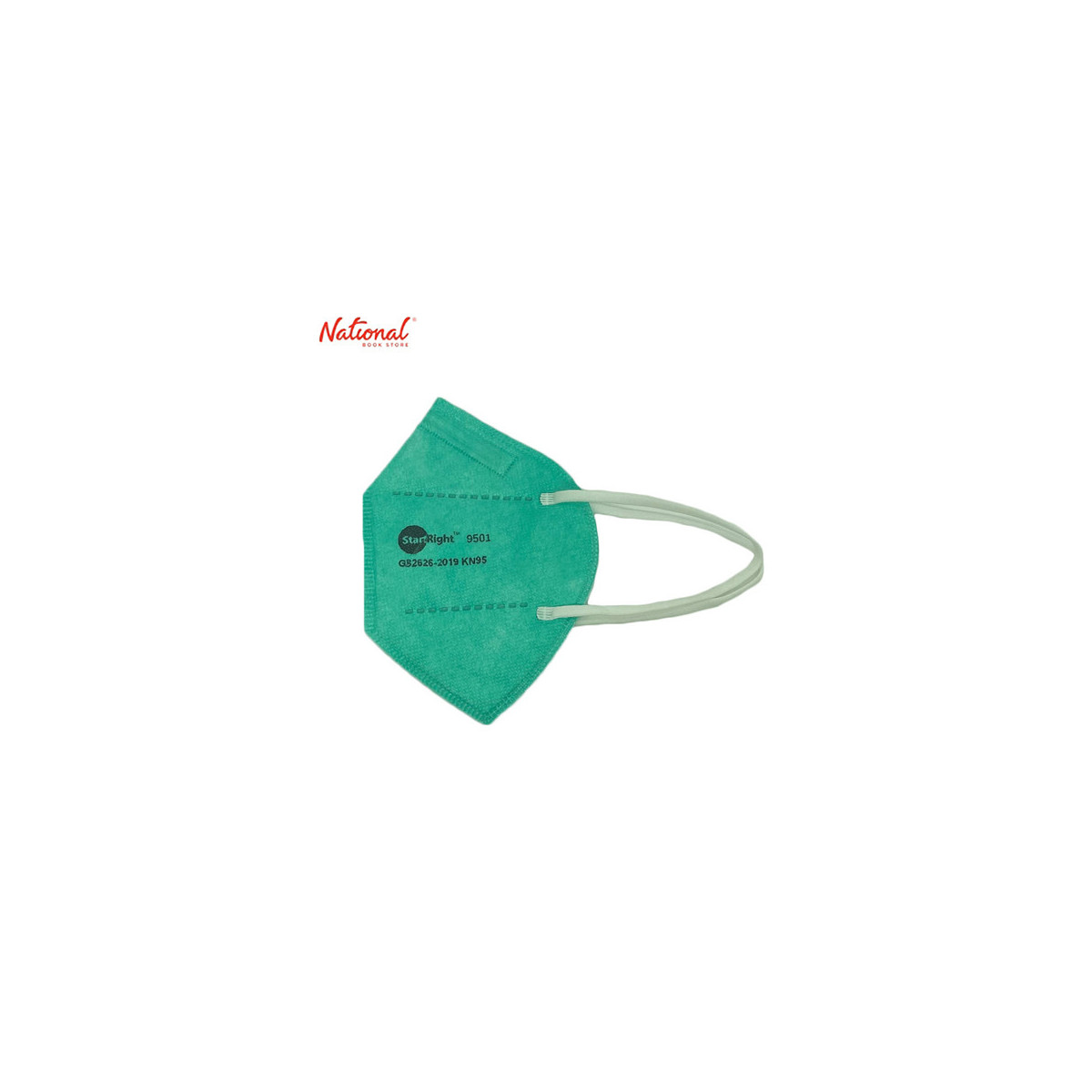 Start Right KN95 Earloop 5 ply Flat Standard Filtration Efficiency at Least 95% 4's Teal 9501