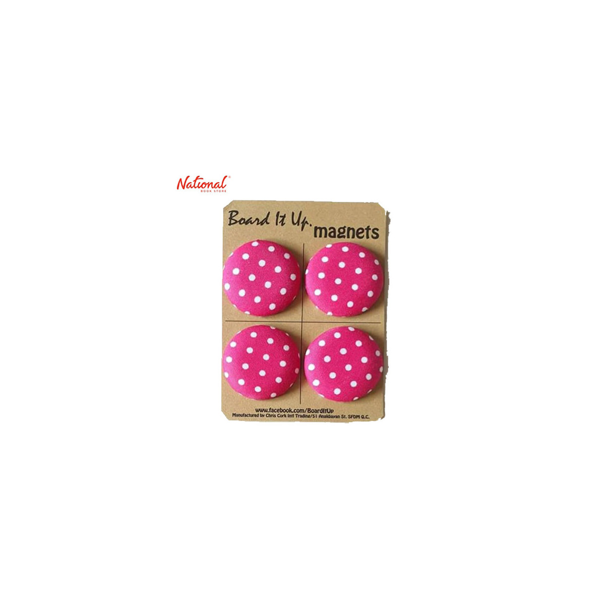 Magnet Button 38mm 4 pieces per pack Fabric Asstd Design, Pink